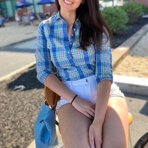 Vineyard Vine | Preppy Plaid Half Button up Shirt